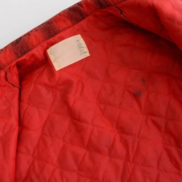 Vintage 70S Red & Black Buffalo Plaid Gorpcore Flannel Lined Button Up Shacket M - Picture 16 of 16